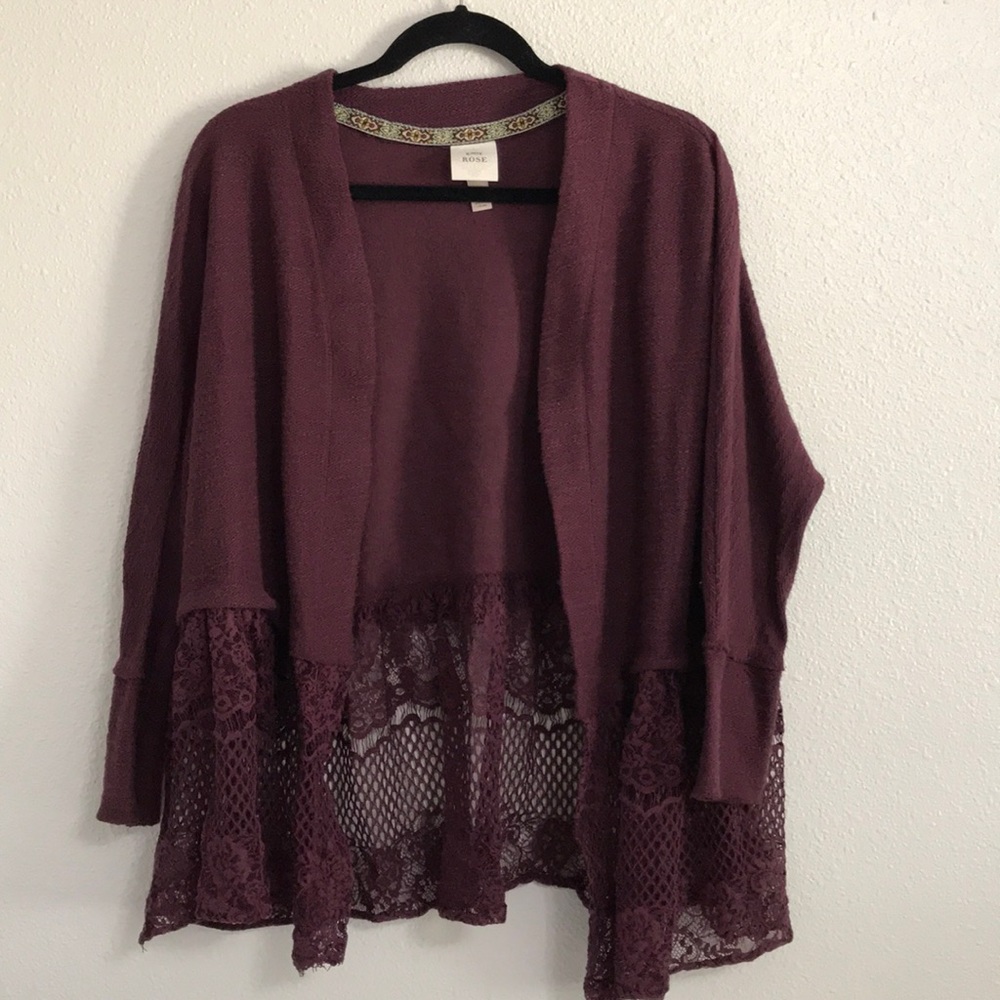 Women’s burgundy lace cardigan